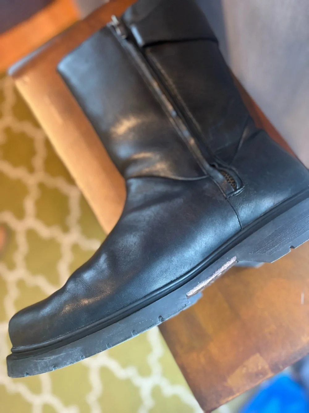 I Travel Mens Mid Length Black Leather Boots w/ Zipper Size 45 Eur